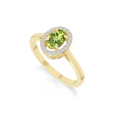 natural peridot solitaire halo engagement rings in yellow gold vermeil